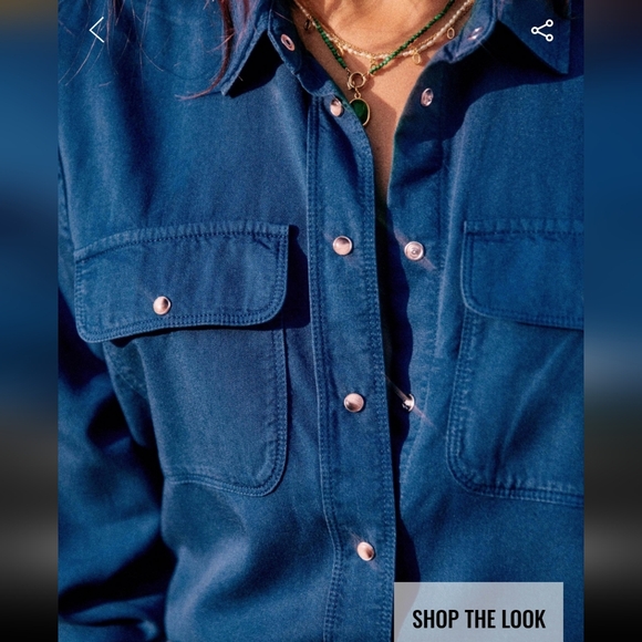 Sezane Davina Long Sleeve Snap Closure Shirt - Picture 3 of 11